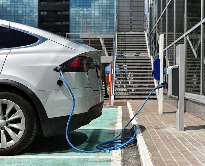 EV charging overnight at a charger installed in their community, a result of the Consumers Energy Community EV Charging Rebate program